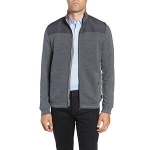 Ted Baker Mens size 6 XXL Sardin Quilted Full Zip Up Ribbed Jacket Gray